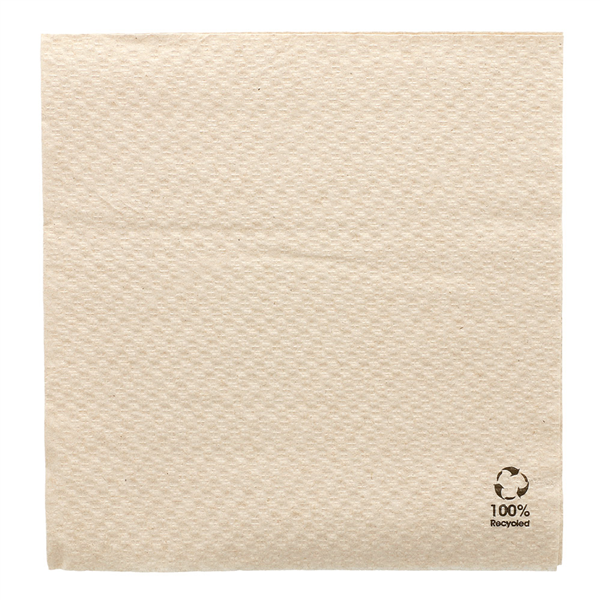 SERVIETTES ECOLABEL 1 PLI  23 G/M2 33x33 CM NATUREL OUATE RECYCLÉE (3000 UNITÉ) - Garcia de Pou