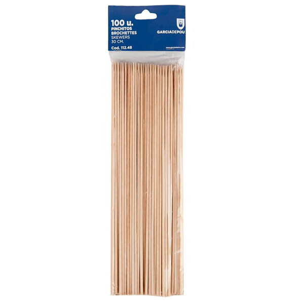 PIQUES BROCHETTE  30 CM NATUREL BOIS (100 UNITÉ) - Garcia de Pou