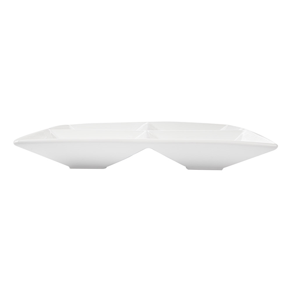 ASSIETTES CARRÉES 4 COMPARTIMENTS  29x29 CM BLANC PORCELAINE (6 UNITÉ) - Garcia de Pou