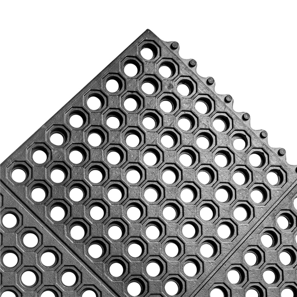 TAPIS ANTI-FATIGUE "INTERLOCKING"  91,4x91,4x1,4 CM NOIR GOMME (1 UNITÉ) - Garcia de Pou