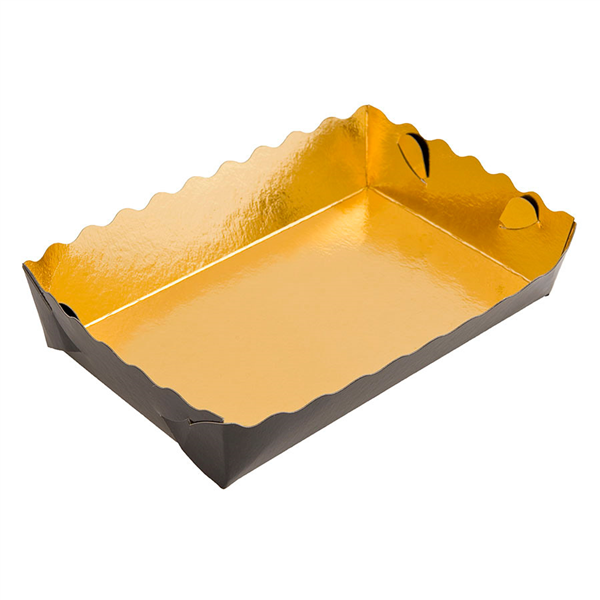 BARQUETTES PÂTISSERIE DEUX FACES  380 G/M2 13x9x3,5 CM OR/NOIR CARTON (250 UNITÉ) - Garcia de Pou