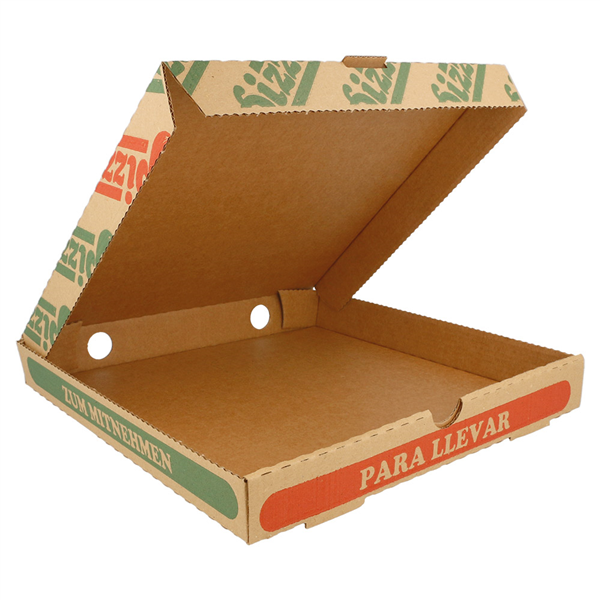 BOÎTES PIZZA MICROCANNELURE ÉCOLOGIQUES  350 G/M2 24x24x3 CM NATUREL CARTON (100 UNITÉ) - Garcia de Pou