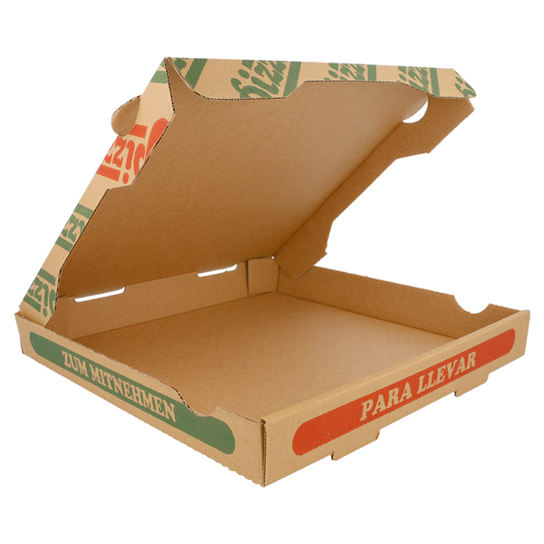 BOÎTES PIZZA MICROCANNELURE ÉCOLOGIQUES  350 G/M2 26x26x3,5 CM NATUREL CARTON (100 UNITÉ) - Garcia de Pou