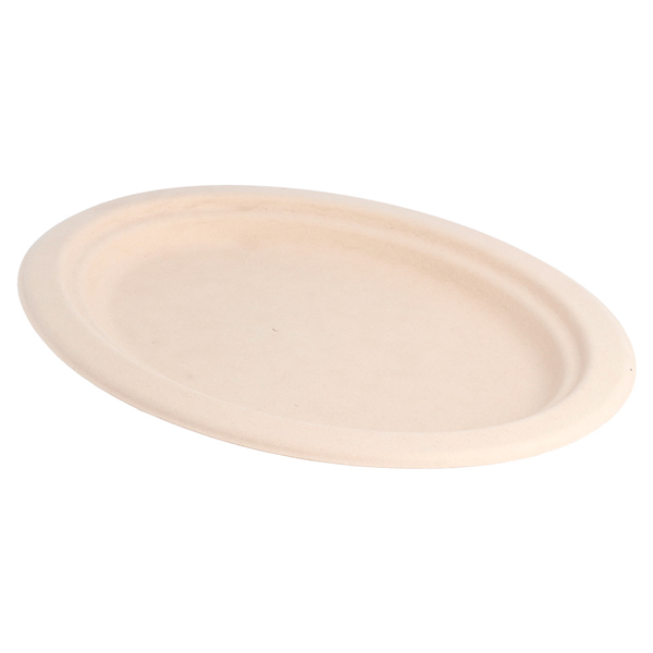 ASSIETTES OVALES "BIONIC"  26,3x19,9x2 CM NATUREL BAGASSE (800 UNITÉ) - Garcia de Pou