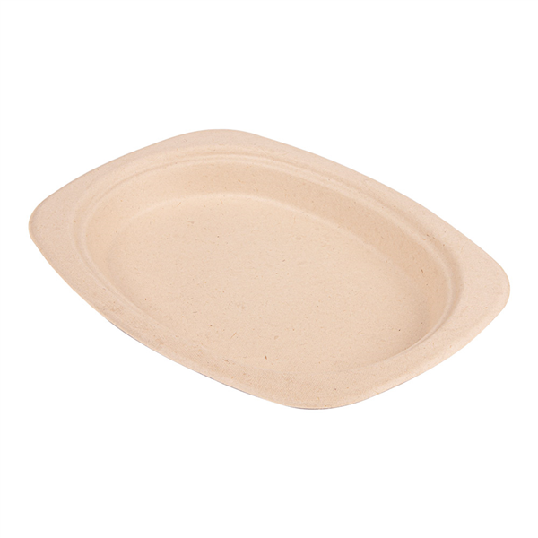 ASSIETTES OVALES "BIONIC"  23,3x16,5x2 CM NATUREL BAGASSE (800 UNITÉ) - Garcia de Pou