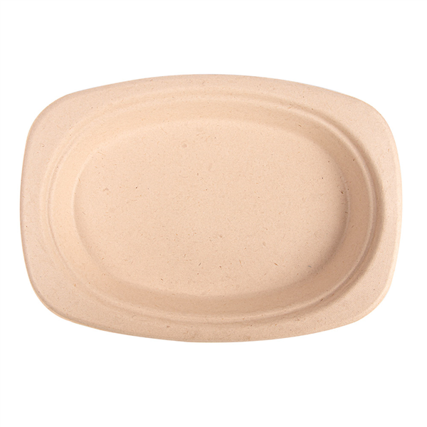 ASSIETTES OVALES "BIONIC"  23,3x16,5x2 CM NATUREL BAGASSE (800 UNITÉ) - Garcia de Pou