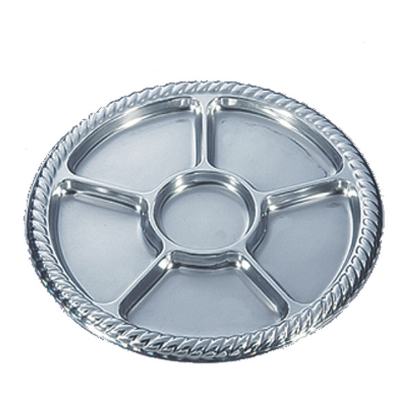 PLATEAUX PRESENTATION 5 COMPARTIMENTS  Ø 30,6 CM ARGENTE PET (10 UNITÉS) - Garcia de Pou