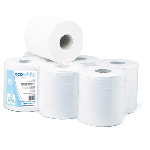 ESSUIE-MAINS "MAXI BARRIL" ECOLABEL 2 PLIS - BOBINE 1KG  19 G/M2 Ø 19x21,6 CM BLANC OUATE (6 UNITÉ) - Garcia de Pou