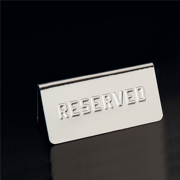 PLAQUE DE TABLE "RESERVED"  12x5,4x5,9 CM ARGENTE INOX (1 UNITÉ) - Garcia de Pou