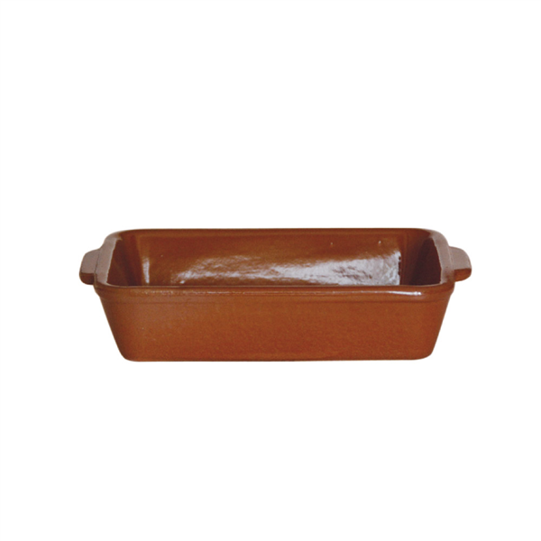 ASSIETTES RECTANGULAIRES EN FAÏENCE 500 ML 18x13,2x4 CM MARRON ROUGEATRE CERAMIQUE (12 UNITÉ) - Garcia de Pou