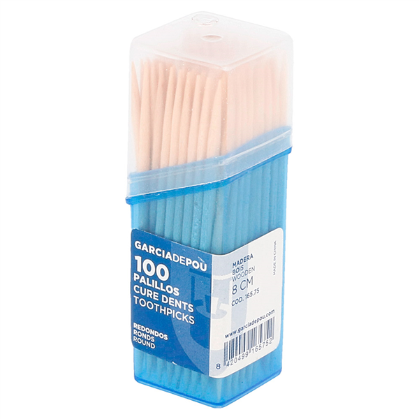 BOÎTES DE 100 CURE-DENTS RONDS  6,5 CM NATUREL BOIS (480 UNITÉ) - Garcia de Pou