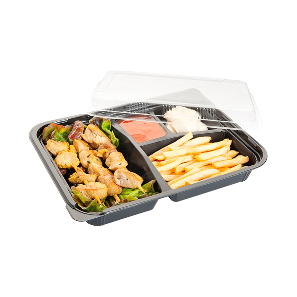 COFFRETS POUR REPAS 4 COMPART.  24,2x18,2x4,5 CM NOIR PP (400 UNITÉ) - Garcia de Pou