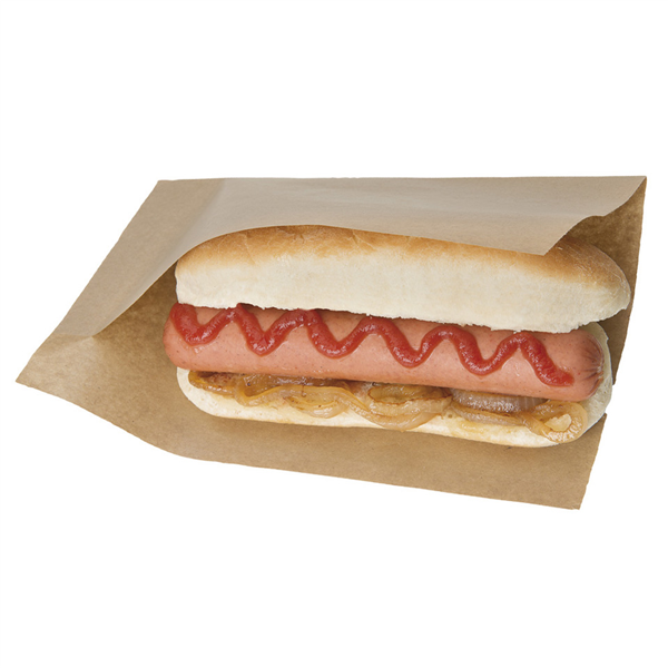 SACHETS OUVERTS BROCHETTES, HOT DOGS "OPEN PACK" 35 G/M2 + 10 LDPE 20x13/10 CM NATUREL KRAFT (100 UNITÉ) - Garcia de Pou