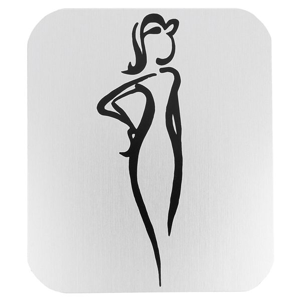 PLAQUE AUTO-ADHESIVE "DAMES"  12,2x14x0,1 CM BLANC ALUMINIUM (1 UNITÉ) - Garcia de Pou