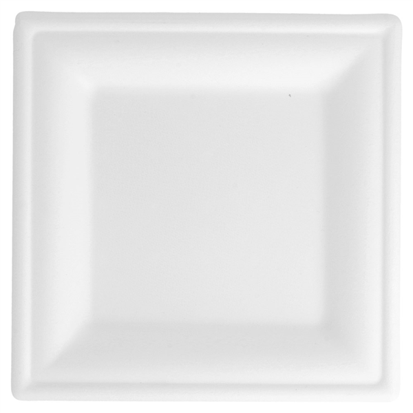 ASSIETTES CARRÉES BIONIC  16x16x1 CM BLANC BAGASSE (180 UNITÉ)