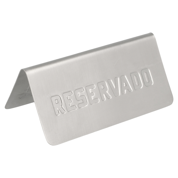 PLAQUE DE TABLE "RESERVADO"  12x5,4x5,9 CM ARGENTE INOX (1 UNITÉ) - Garcia de Pou