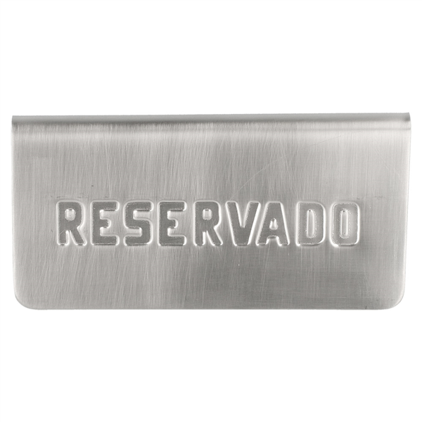 PLAQUE DE TABLE "RESERVADO"  12x5,4x5,9 CM ARGENTE INOX (1 UNITÉ) - Garcia de Pou