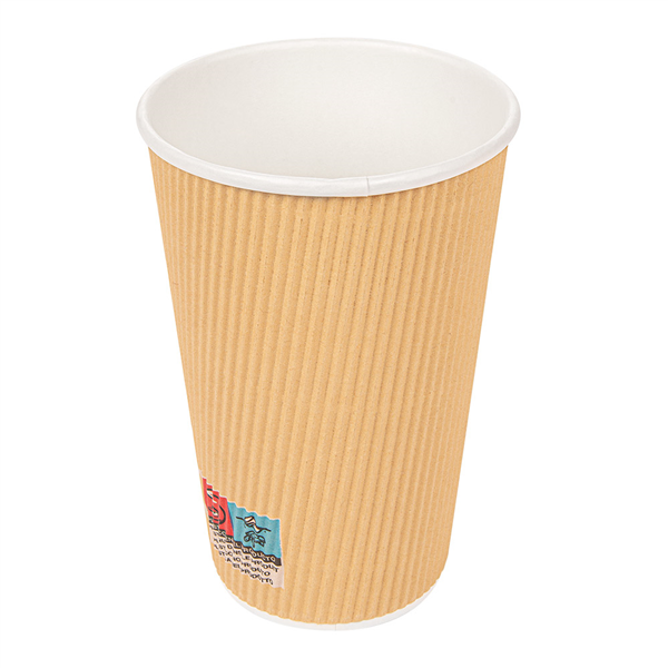 GOBELETS BOISSONS CHAUDES DOUBLE PAROI, KRAFT ONDULÉ 480 ML 300 + 250 + 18 PE G/M2 Ø9/6x13,4 CM MARRON CARTON (500 UNITÉ) - Garcia de Pou