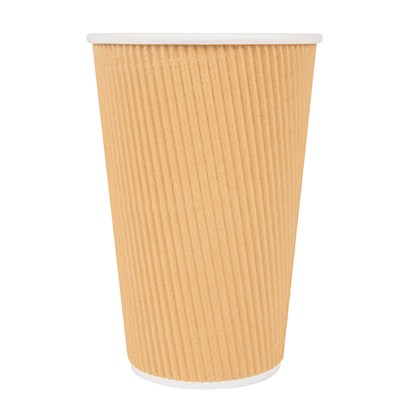 GOBELETS BOISSONS CHAUDES DOUBLE PAROI, KRAFT ONDULÉ 480 ML 300 + 250 + 18 PE G/M2 Ø9/6x13,4 CM MARRON CARTON (500 UNITÉ) - Garcia de Pou