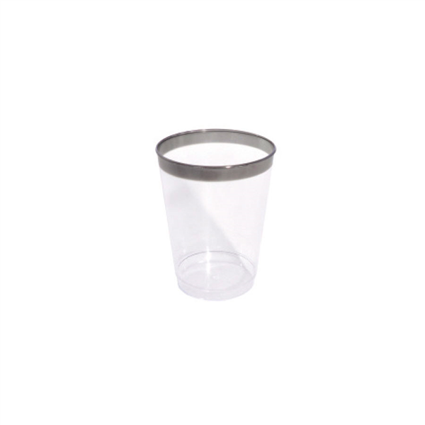 12 VERRES AVEC LISERÉ ARGENTÉ 270 ML  TRANSPARENT PS (30 UNITÉ) - Garcia de Pou