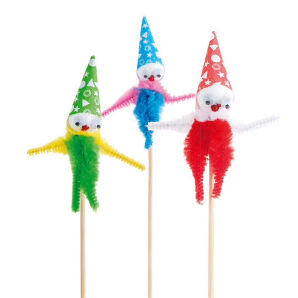 72 U. DÉCORS POUR GLACES "CHENILLE CLOWN"  15 CM ASSORTI BOIS (1 UNITÉ) - Garcia de Pou