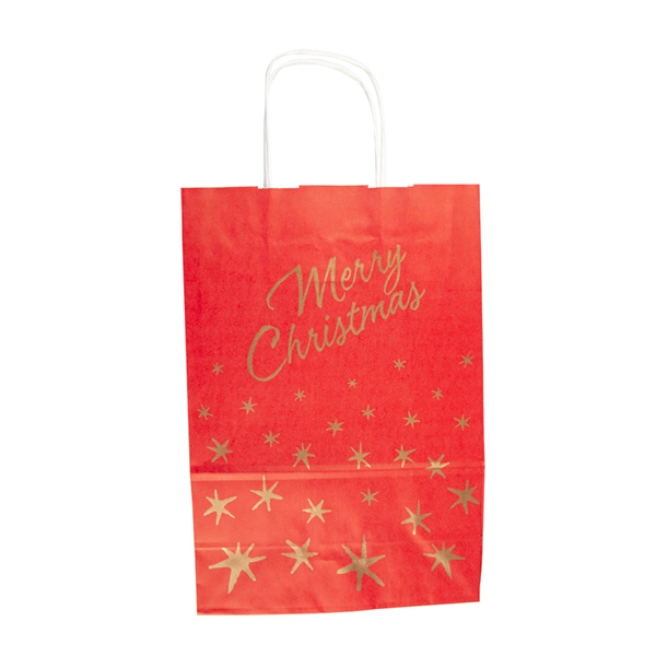 SACS SOS AVEC ANSES "MERRY CHRISTMAS" 80 G/M2 26+14x32 CM ROUGE CELLULOSE (250 UNITÉ) - Garcia de Pou