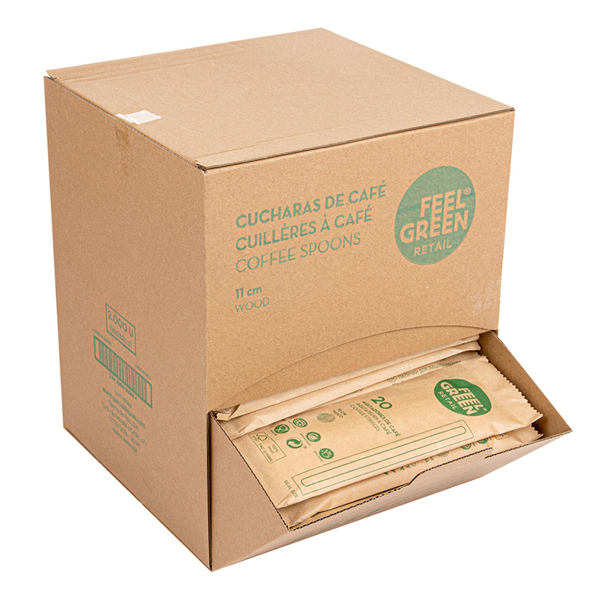 AGITATEURS À CAFÉ SOUS SACHET INDIVIDUEL   0,5x11x0,15 CM NATUREL BOIS (20 UNITÉ)