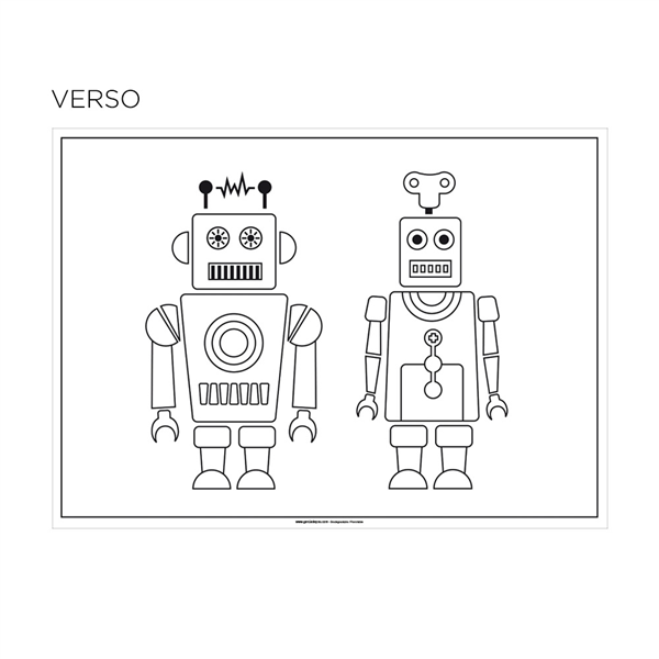 SETS DE TABLE COLORIAGE "ROBOT"  100 G/M2 31x43 CM QUADRICHROMIE CELLULOSE (1000 UNITÉ) - Garcia de Pou