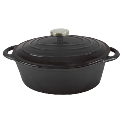 COCOTTE OVALE AVEC COUVERCLE 2,6 L 24 CM NOIR FER (6 UNITÉ)