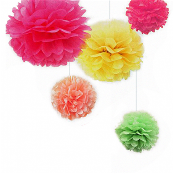 POM POM FLOWER  Ø 25 CM ORANGE (10 UNITÉ) - Garcia de Pou