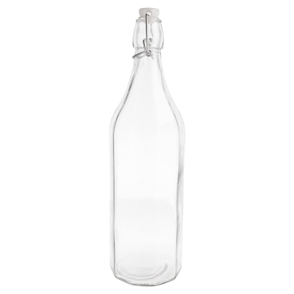 BOUTEILLE + FERMETURE CLIP 1 L Ø 8,5x32,5 CM TRANSPARENT VERRE (12 UNITÉ) - Garcia de Pou