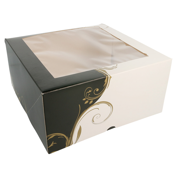 BOÎTES PÂTISSERIES AVEC FENÊTRE "THEPACK CLASSIC" 250 G/M2 24x24x12 CM BLANC CARTON ONDULÉ NANO-MICRO (50 UNITÉ) - Garcia de Pou