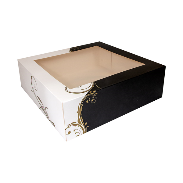 BOÎTES PÂTISSERIES AVEC FENÊTRE "THEPACK CLASSIC" 250 G/M2 32x32x10 CM BLANC CARTON ONDULÉ NANO-MICRO (50 UNITÉ) - Garcia de Pou