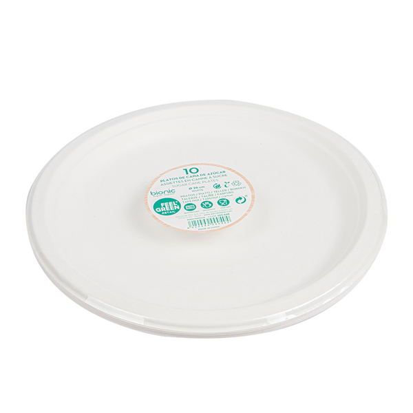 ASSIETTES BIONIC  Ø 26x2,1 CM BLANC BAGASSE (140 UNITÉ)