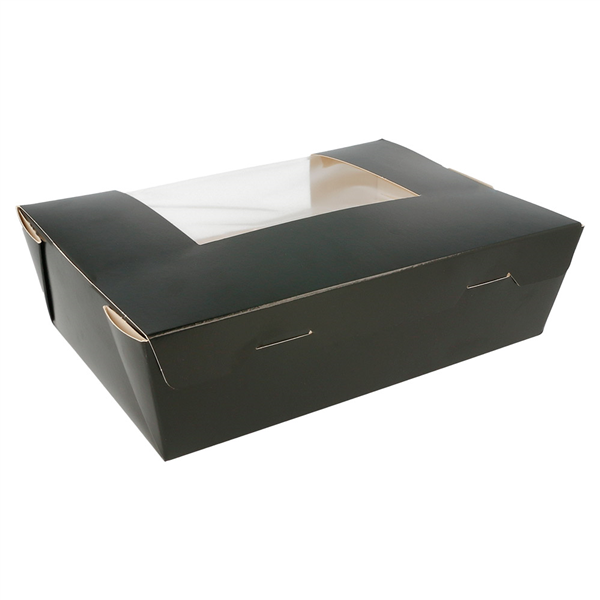 BOÎTES AMÉRICAINES AVEC FÊNETRE 1980 ML 300 G/M2 19,8x14x6,4 CM NOIR CARTON (200 UNITÉ) - Garcia de Pou