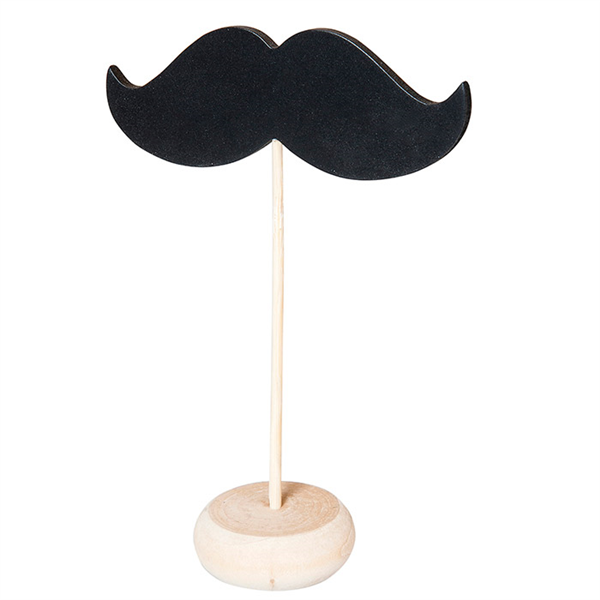 3 U. MINI ARDOISES FORME MOUSTACHE + PIÉDESTAL  11,4x4,5x10 CM NOIR BOIS (12 UNITÉ) - Garcia de Pou