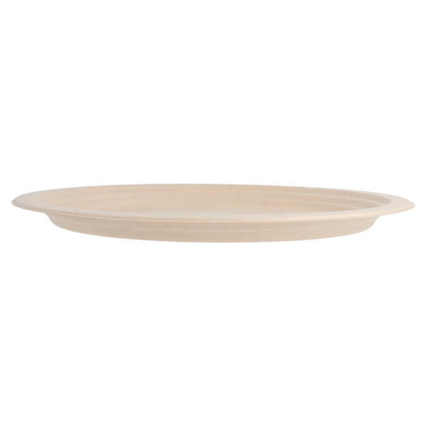 ASSIETTES OVALES "BIONIC"  32x25,5x2,1 CM NATUREL BAGASSE (500 UNITÉ) - Garcia de Pou