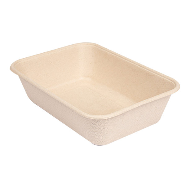 PLATEAUX + COUVERCLE "BIONIC" 800 ML 19,3x13,5x5 CM NATUREL BAGASSE (400 UNITÉ) - Garcia de Pou