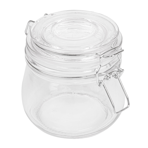 RÉCIPIENT STOCKAGE + FERMETURE CLIP 500 ML Ø 9,5x10,5 CM TRANSPARENT VERRE (24 UNITÉ) - Garcia de Pou