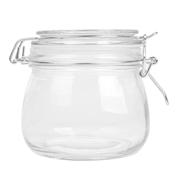 RÉCIPIENT STOCKAGE + FERMETURE CLIP 500 ML Ø 9,5x10,5 CM TRANSPARENT VERRE (24 UNITÉ) - Garcia de Pou