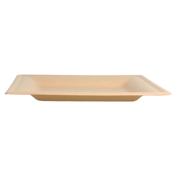 ASSIETTES CARRÉES BIONIC  16x16x1 CM NATUREL BAGASSE (180 UNITÉ)
