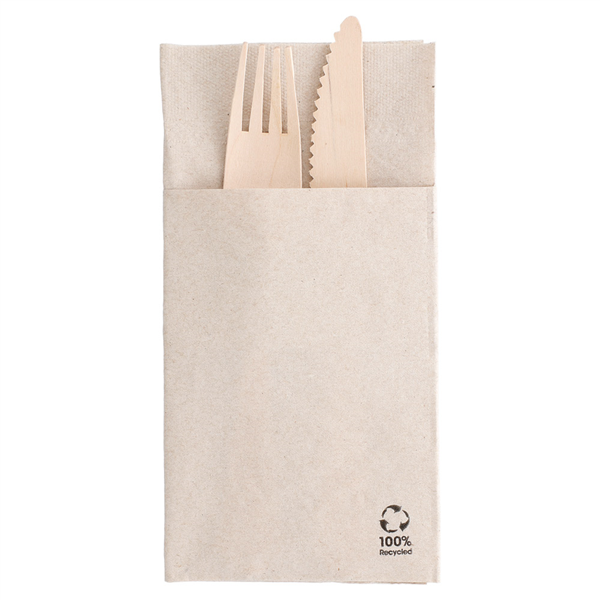 SERVIETTES KANGOUROU ECOLABEL 2 PLIS  18 G/M2 40x40 CM NATUREL OUATE RECYCLÉE (1000 UNITÉ) - Garcia de Pou