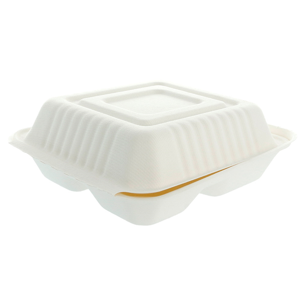 COQUILLES "M" 3 COMPART. "BIONIC"  20x20x7,5 CM BLANC BAGASSE (200 UNITÉ) - Garcia de Pou