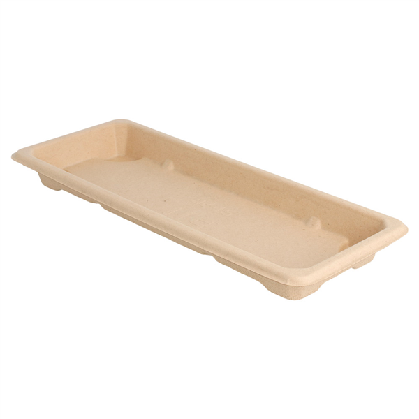 BOÎTES SUSHI "BIONIC"  22x9x2 CM NATUREL BAGASSE (800 UNITÉ) - Garcia de Pou