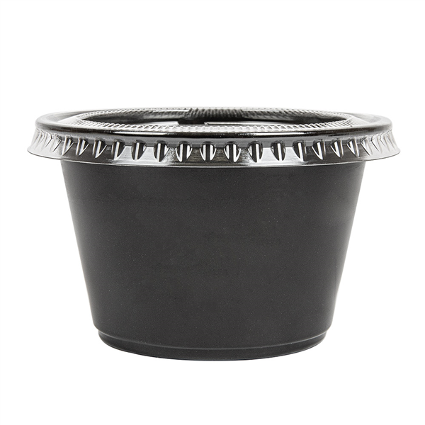 50 PETITS POTS + 50 COUVERCLES 120 ML Ø7,4x4,6 CM NOIR PP (24 UNITÉ) - Garcia de Pou