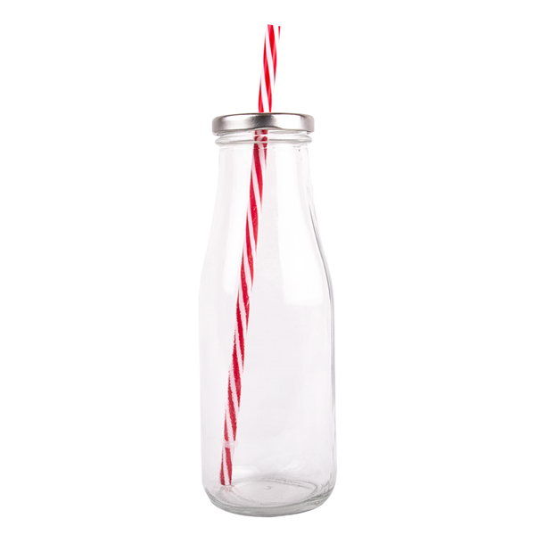 BOUTEILLE + COUVERCLE + PAILLE 440 ML Ø 6,8x19 CM TRANSPARENT VERRE (48 UNITÉ) - Garcia de Pou