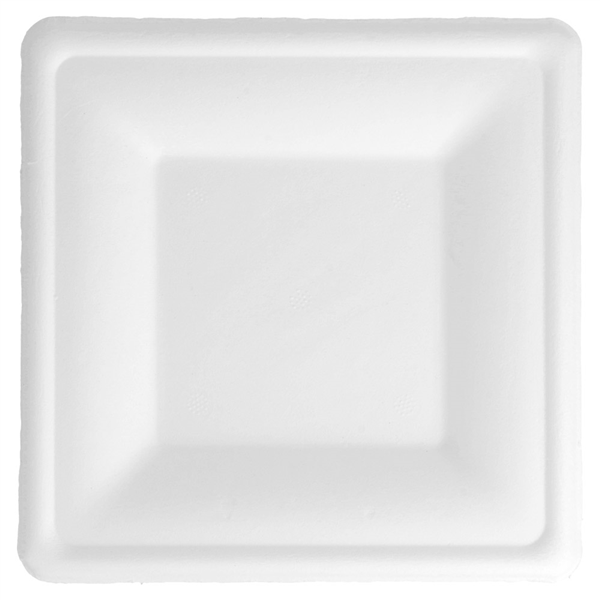 ASSIETTES CARRÉES "BIONIC"  16x16x1,5 CM BLANC BAGASSE (500 UNITÉ) - Garcia de Pou