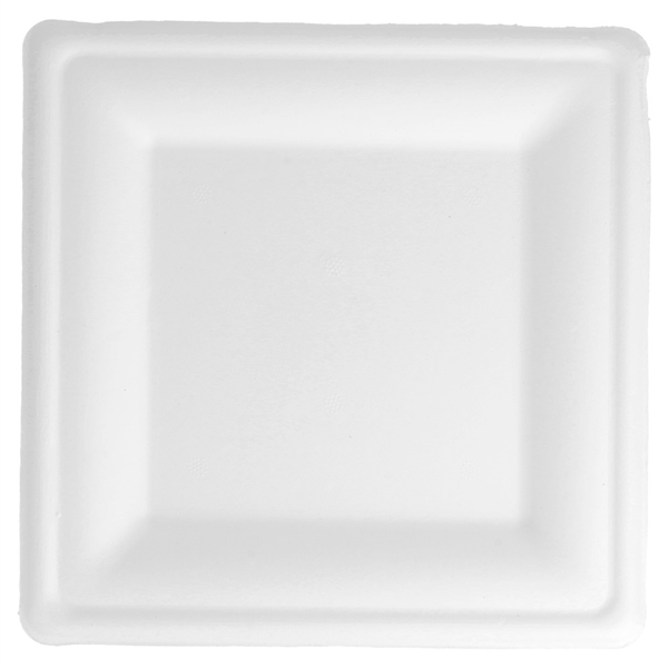 ASSIETTES CARRÉES "BIONIC"  20x20x1,5 CM BLANC BAGASSE (500 UNITÉ) - Garcia de Pou