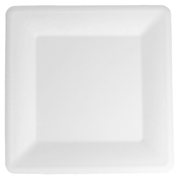 ASSIETTES CARRÉES "BIONIC"  26,2x26,2x1,9 CM BLANC BAGASSE (300 UNITÉ) - Garcia de Pou