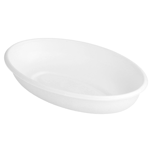 ASSIETTES OVALES "BIONIC"  20,3x13,5x4 CM BLANC BAGASSE (300 UNITÉ) - Garcia de Pou